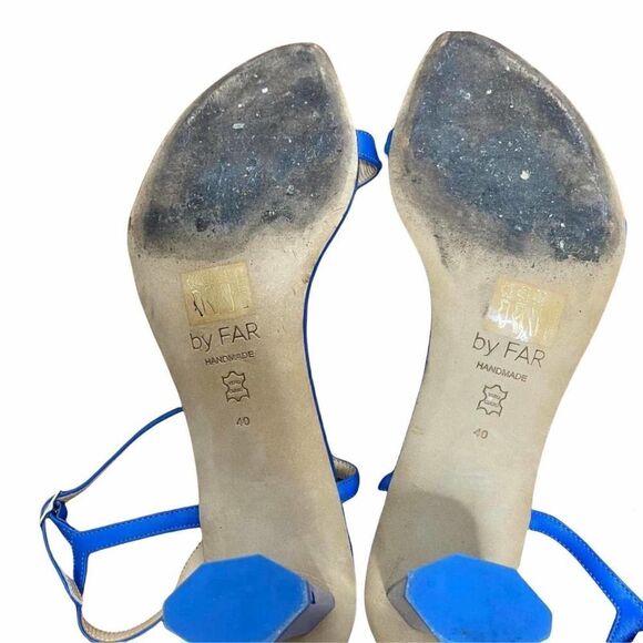 𝅺by FAR Magnolia Ankle Strap Handmade Leather Heeled Sandals Marine Blue - Picture 7 of 8